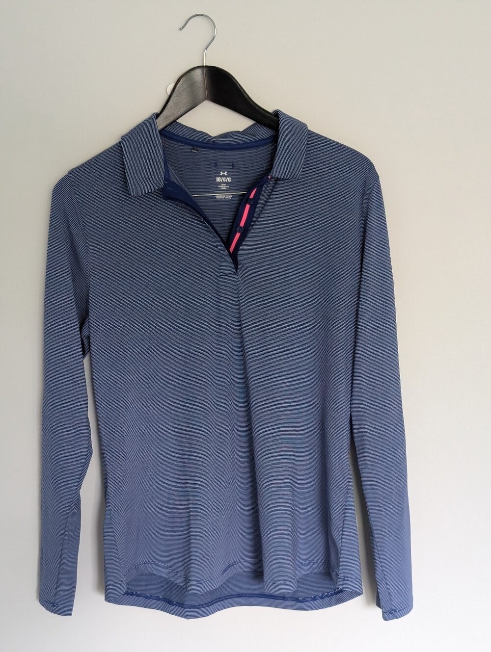 Under Armour Women's Long Sleeve Micro-Stripe Golf Polo - Large